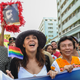 The director of the Cuban National Center for Sex Education, or CENESEX, Mariela Castro (center), the daughter of President Raúl Castro, participates in a march against homophobia in Havana on May 10, 2014.
YAMIL LAGE/AFP/Getty Images